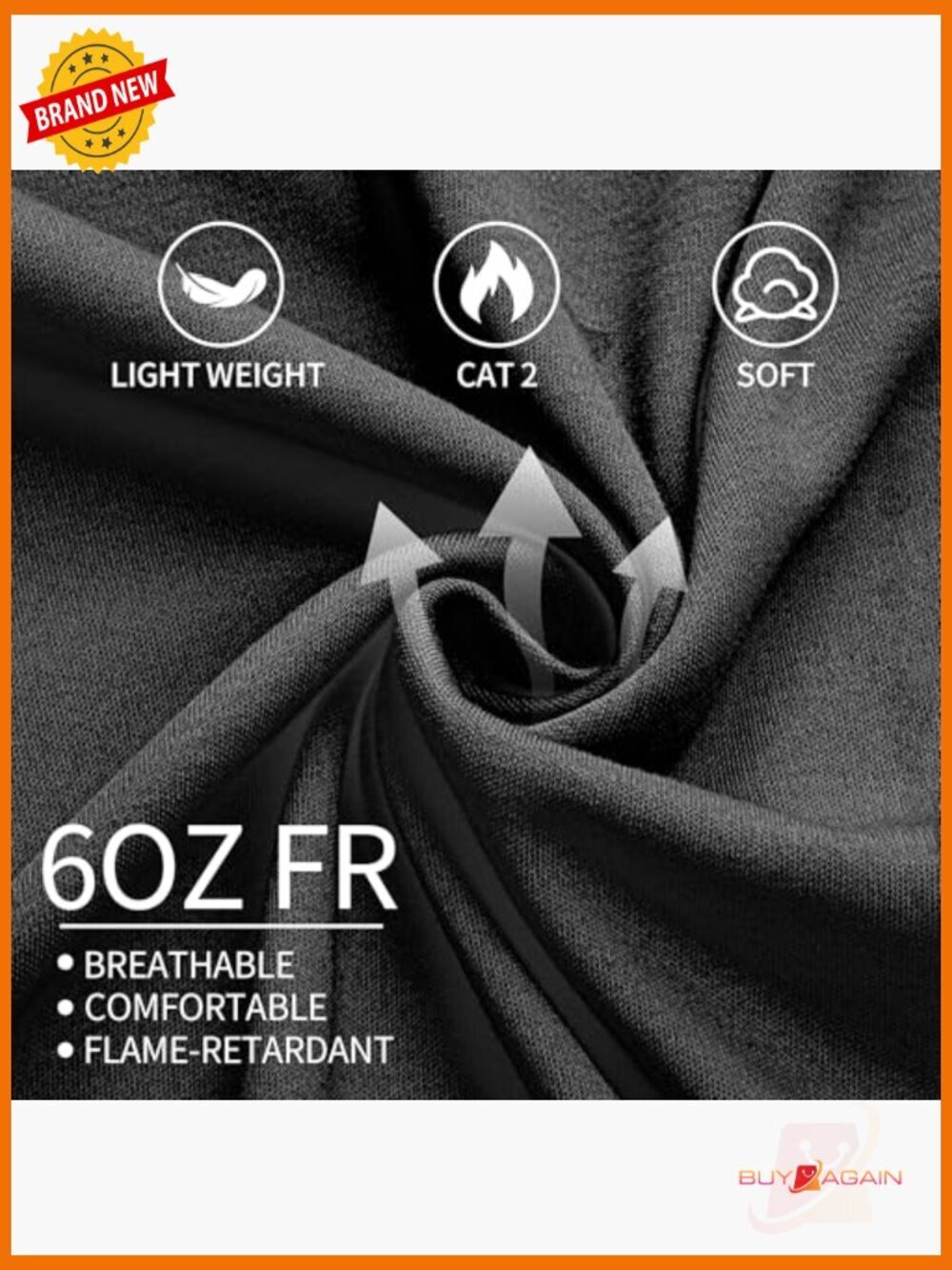 6 oz FR Hi Vis Fire Resistant Long Sleeve Work Shirt CAT2 Cotton Welding - Picture 4 of 5